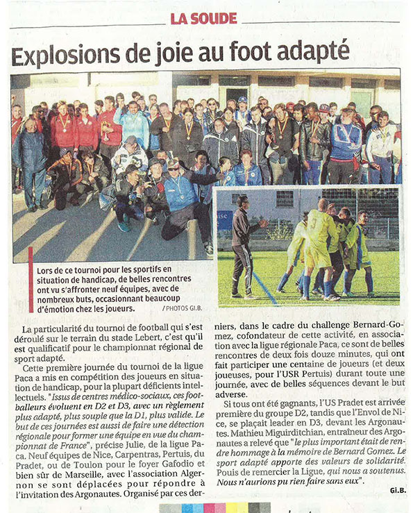 La Provence du 09.11.16 Challege B. GOMEZ